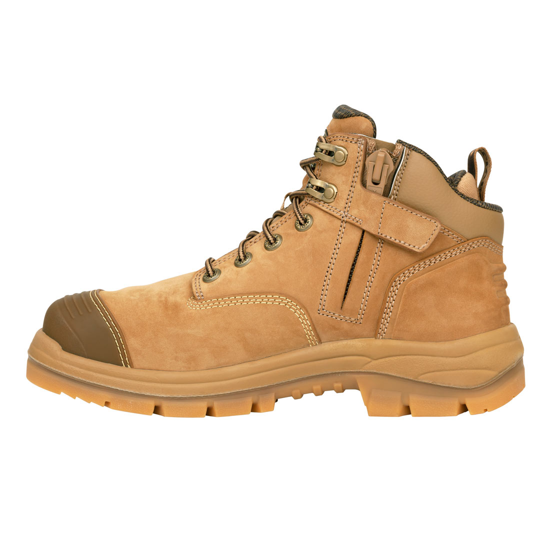 Boot - Lace Up/Zip Side Safety 130mm Oliver AT55 Nubuck Scuff Cap PU ...